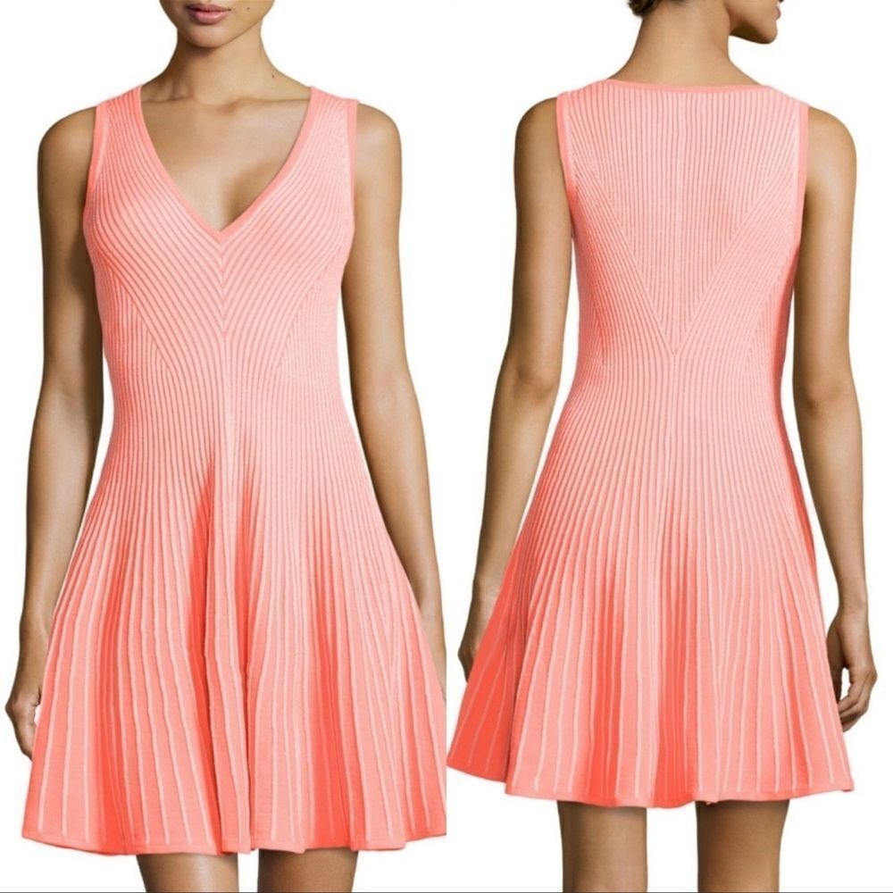 Milly Knit Ribbed Stretch Knit Fit n Flare Dress